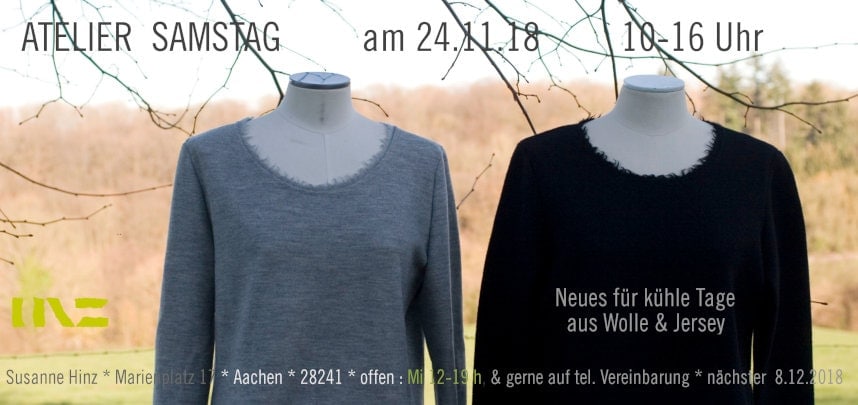 Atelier-Samstag am 24.11.18 - Neues für kühle Tage aus Wolle & Jersey