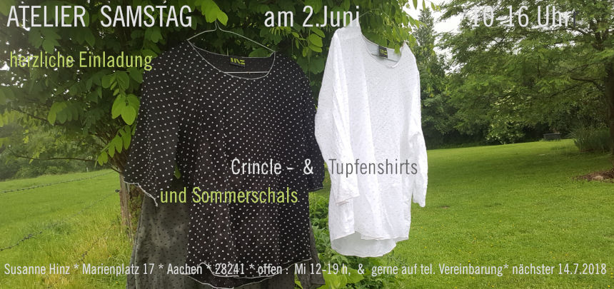 Atelier-Samstag am 2. Juni 2018 - Crincle- & Tupfenshirts