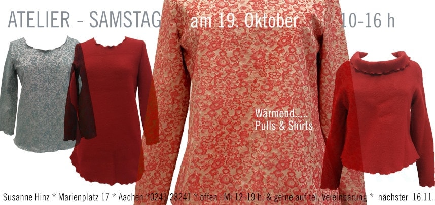 Atelier-Samstag am 19. Oktober 2019 - Wärmend... Pulls &Shirts