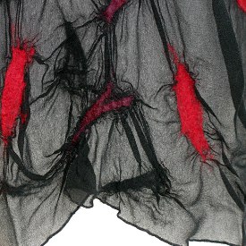 Filztechniken - Wollflocken auf Georgette Seide Filztechniken - Wollflocken auf Georgette Seide